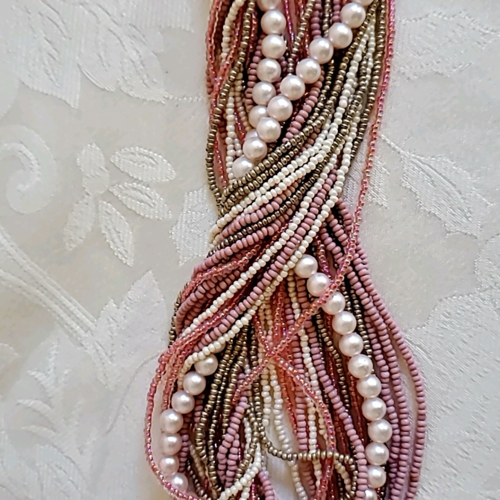 Pearl and Bead Multistrand Necklace